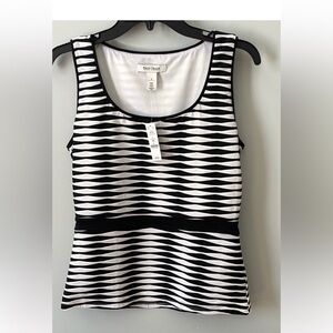 White House Black Market Fitted Black and White Tank Top